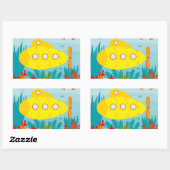 Cartoon gele onderzeeboot rechthoekige sticker (Vel)