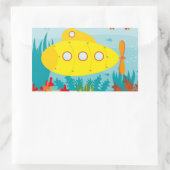 Cartoon gele onderzeeboot rechthoekige sticker (Tas)
