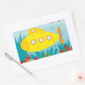 Cartoon gele onderzeeboot rechthoekige sticker (Envelop)
