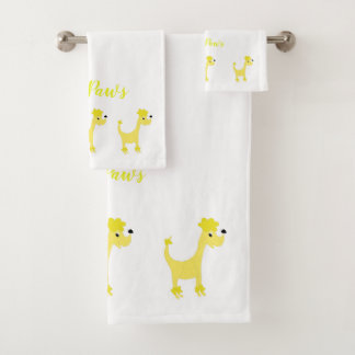 Cartoon gele poedel Posh Paws Bath Towel Set Bad Handdoek
