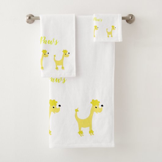 Cartoon gele poedel Posh Paws Bath Towel Set Bad Handdoek (Insitu)