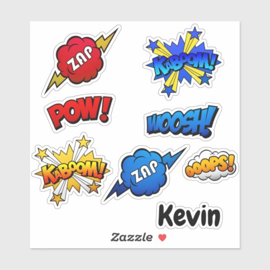 Cartoon Geluid en Actie Bubble Set Sticker (Vel)