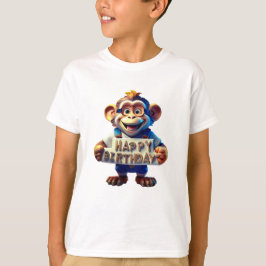 Cartoon Gelukkig Verjaardag Een schattige aap Illu T-shirt