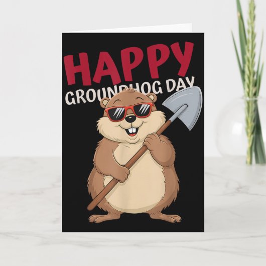 Cartoon Gelukkige Groundhog-dag  Kaart (Voorkant)