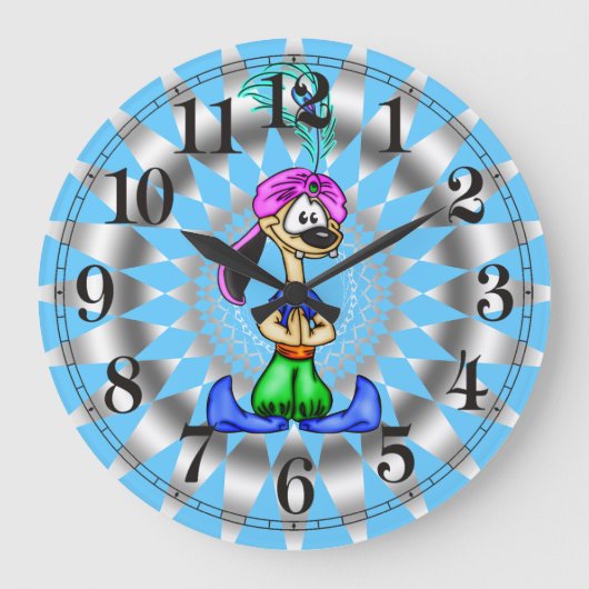 Cartoon Genie Dog Wall klok (Voorkant)