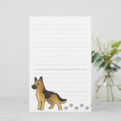 Cartoon German Shepherd Briefpapier (Staand voorkant)