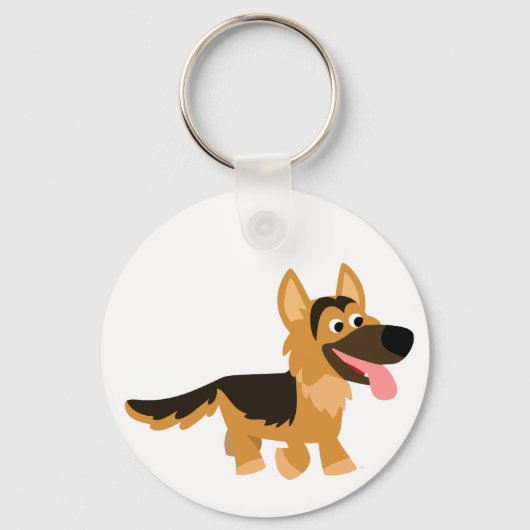 Cartoon German Shepherd Dog Sleutelhanger (Voorkant)
