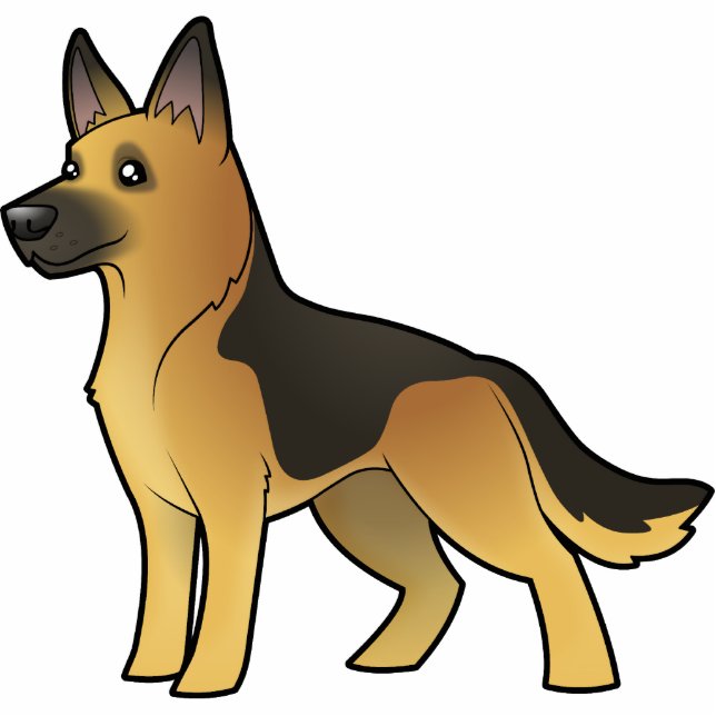 Cartoon German Shepherd Fotobeeldje Magneet (Voorkant)