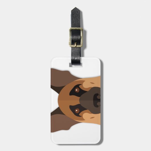 Cartoon German Shepherd Head Bagagelabel (Voorkant verticaal)