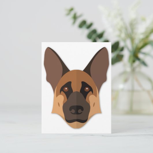 Cartoon German Shepherd Head Briefkaart (Staand voorkant)