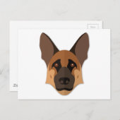 Cartoon German Shepherd Head Briefkaart (Voorkant / Achterkant)