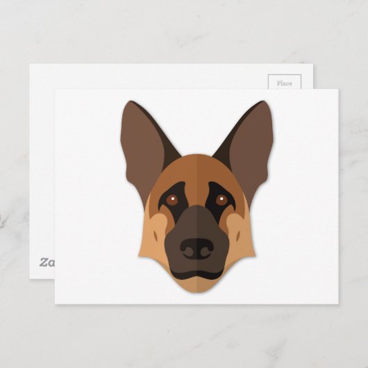 Cartoon German Shepherd Head Briefkaart (Voorkant / Achterkant)