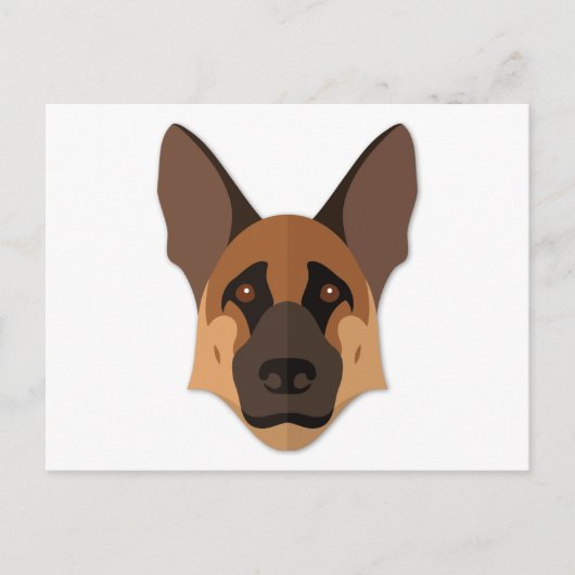 Cartoon German Shepherd Head Briefkaart (Voorkant)