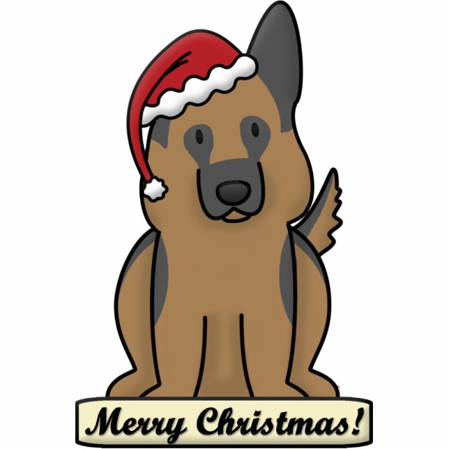 Cartoon German Shepherd kerstversiering Fotobeeldje Ornament (Voorkant)