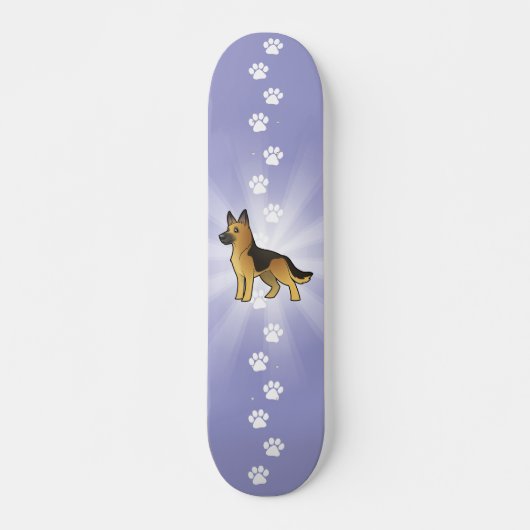 Cartoon German Shepherd Persoonlijk Skateboard (Voorkant)