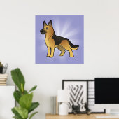 Cartoon German Shepherd Poster (Thuiskantoor)
