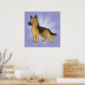 Cartoon German Shepherd Poster (Keuken)