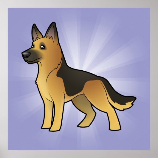 Cartoon German Shepherd Poster (Voorkant)