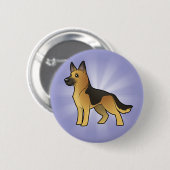 Cartoon German Shepherd Ronde Button 5,7 Cm (Voorkant /achterkant)