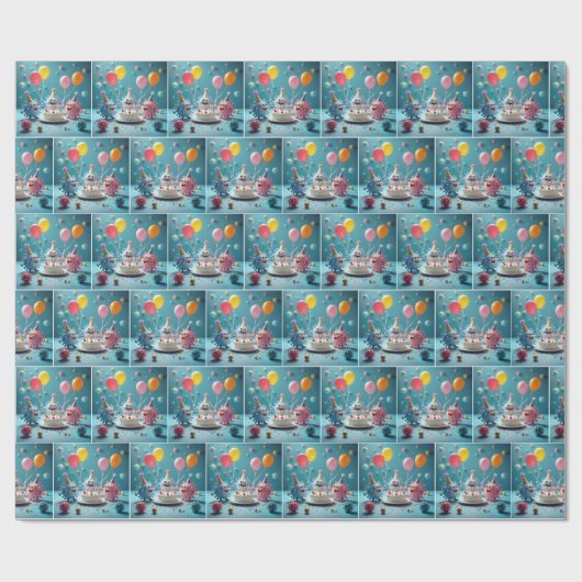 Cartoon Germs Celebrating a Birthday Cadeaupapier (Vlak)