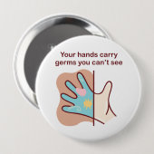 Cartoon Germy Hands moet gewassen worden Ronde Button 4,0 Cm (Voorkant /achterkant)