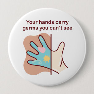 Cartoon Germy Hands moet gewassen worden Ronde Button 4,0 Cm