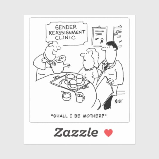 Cartoon geslachtsverandering. sticker (Vel)
