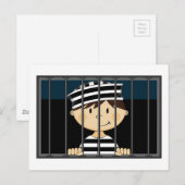 Cartoon gevangene in cel briefkaart (Voorkant / Achterkant)