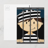 Cartoon gevangene in cel briefkaart (Voorkant / Achterkant)