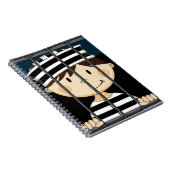 Cartoon gevangene in cel notitieboek (Rechterzijde)