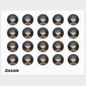 Cartoon gevangene in cel ronde sticker (Vel)