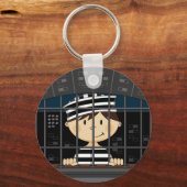 Cartoon gevangene in cel sleutelhanger (Voorkant)