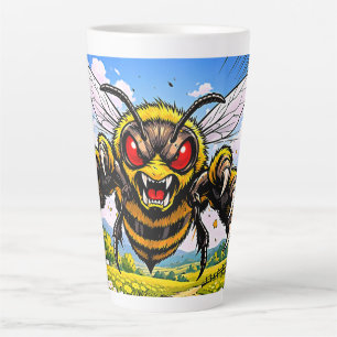 Cartoon gevleugeld insect scène latte mok