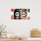 Cartoon gezicht grote ogen gelukkige verjaardag in poster (Keuken)