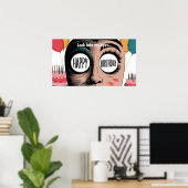 Cartoon gezicht grote ogen gelukkige verjaardag in poster (Thuiskantoor)