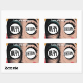 Cartoon gezicht grote ogen gelukkige verjaardag in rechthoekige sticker (Vel)