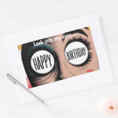 Cartoon gezicht grote ogen gelukkige verjaardag in rechthoekige sticker (Envelop)