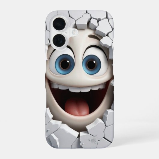 cartoon gezicht met brede ogen Design Phone Case v iPhone 16 Hoesje (Achterkant)