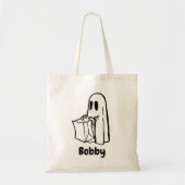 Cartoon Ghost Gepersonaliseerde Halloween Snoep Ba Tote Bag (Voorkant)