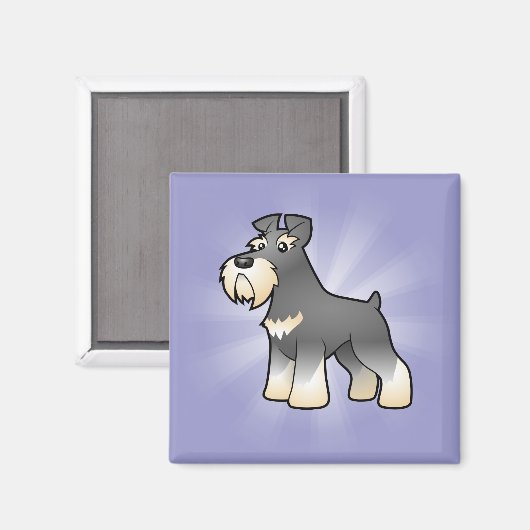 Cartoon Giant/Standard/Miniature Schnauzer Magneet (Voorkant / Achterkant)