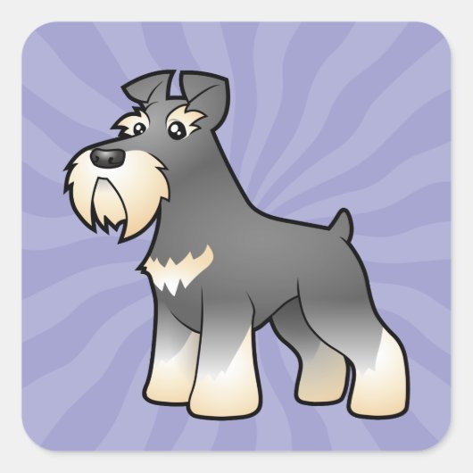 Cartoon Giant/Standard/Miniature Schnauzer Vierkante Sticker (Voorkant)