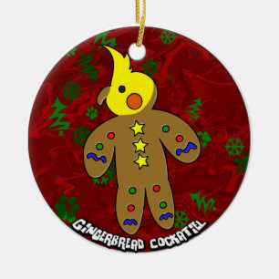 Cartoon Gingerbrood Cockatiel kerstversiering Keramisch Ornament