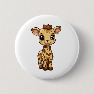 Cartoon giraf illustratie ronde button 5,7 cm
