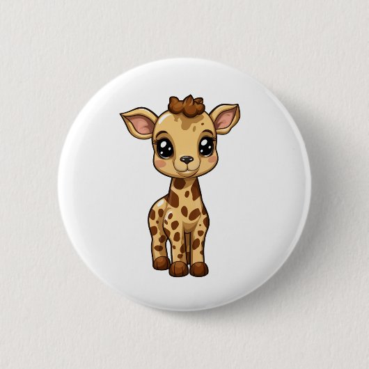 Cartoon giraf illustratie ronde button 5,7 cm (Voorkant)