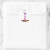 Cartoon giraf met tekst ronde sticker (Tas)