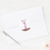 Cartoon giraf met tekst ronde sticker (Envelop)
