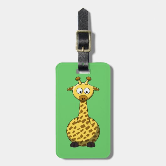Cartoon Giraffe Bagagelabel (Voorkant verticaal)