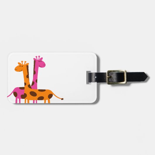 Cartoon Giraffe Bagagelabel (Voorkant horizontaal)