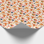 Cartoon Giraffe: bloemensavannepatroon Cadeaupapier (Hoek)