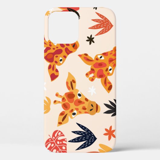 Cartoon Giraffe: bloemensavannepatroon Case-Mate iPhone Case (Achterkant)